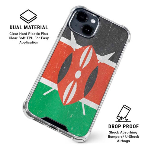 Kenya Flag Distressed iPhone 15 Clear Case